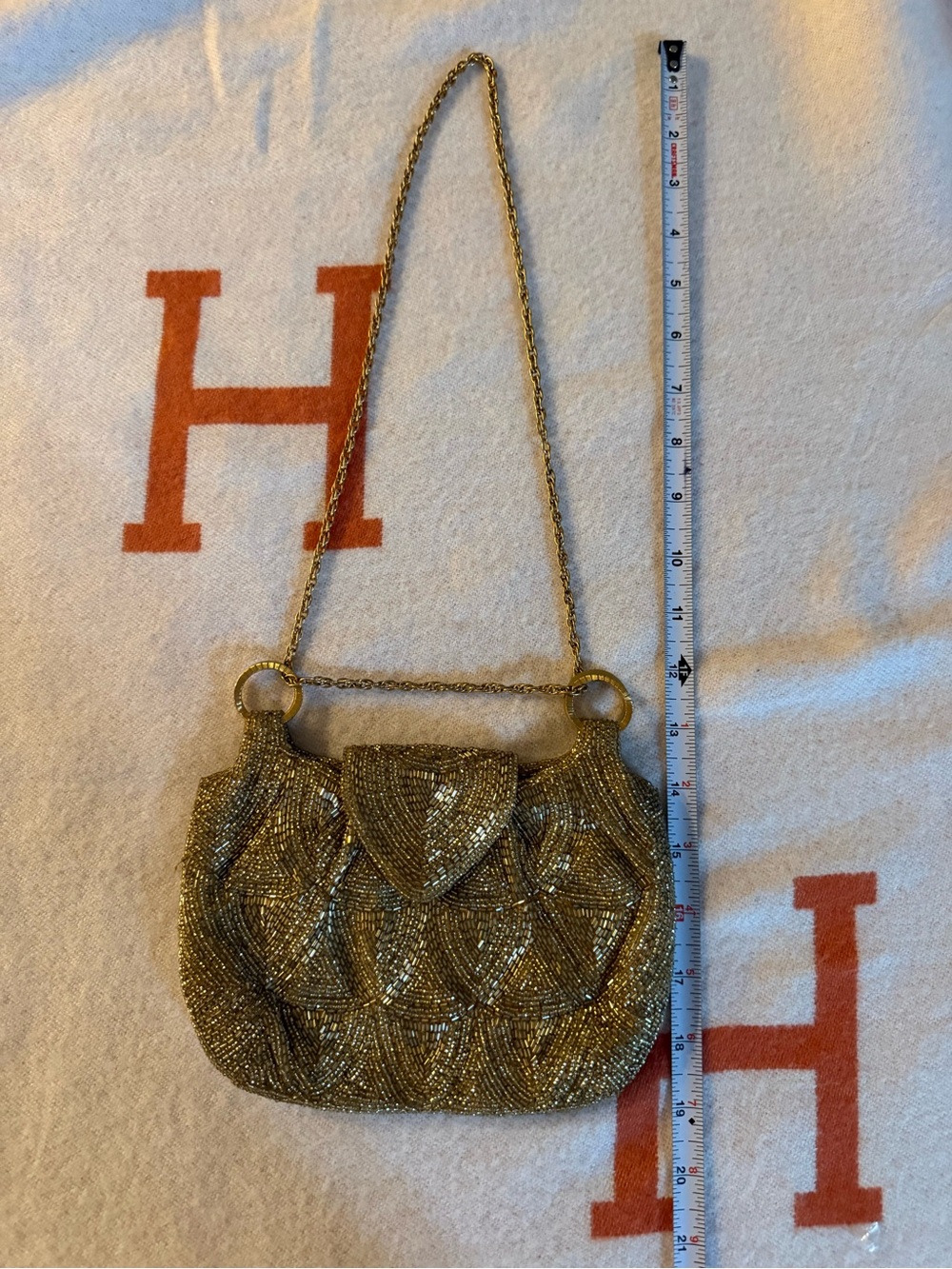 Walborg Gold Beaded Clutch with Chain Strap - Picture 6 of 13